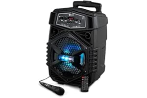 WICKED GIZMOS WG Wicked Gizmos Rechargeable Karaoke Speaker with Trolley Handle, Bluetooth, AUX, Microphone, LED lighting For DJ Parties Birthdays Music Outdoor Indoor
