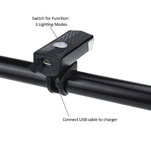 Fahrrad Vorderes Licht, OUTOWIN 300 Lumen LED Fahrradlicht USB Wiederaufladbare Fahrradlampe Scheinwerfer (3 Licht-modi/Breit Strahl Winkel) - 5
