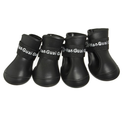 Doggie Style Store Black Waterproof Rain Boots Dog Wellies - 3 Sizes
