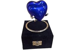 THOR INSTRUMENTS Schöne blaue Herz-Urne für Asche/Herz-Andenken-Urne mit Ständer & Box/kleine Urne für menschliche Asche/Ehren Sie Ihren Liebsten perfekte Mini-Urne für Erwachsene