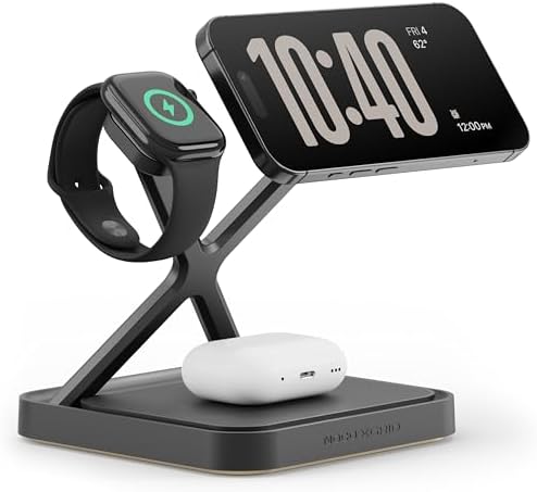 NOCO XGrid XDS3: Supporto di Ricarica Wireless 3-in-1 – Stazione di Ricarica per iPhone, Apple Watch e AirPods – Compatibile MagSafe, Certificato Qi2 – Con Caricatore USB-C 45W e Cavo da 2m