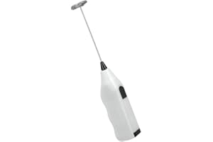 Metaltex 25.92.31 Espumador de Leche eléctrico Manual con batidor en Espiral de Acero Inoxidable, Color Blanco