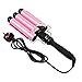 CkeyiN ® 32mm 3 Barrels Temperature Adjustable Ceramic Wave Curling Tongs Wand Iron Curler Hair Styling Tool with LCD Display Heat-resistant Glove