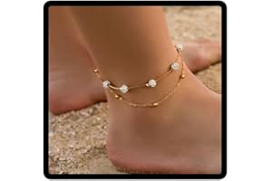 Pulsera de tobillo de cristal brillante de playa de doble capa cubahop accesorios de pies de verano joyas para mujeres y niñas (Plata)