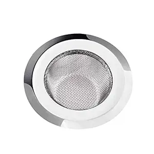 Inditradition Stainless Steel Strainer Kitchen Drain Basin Basket Filter Stopper Drainer Sink Jali, 10.5 cm Full Diameter (Silver)