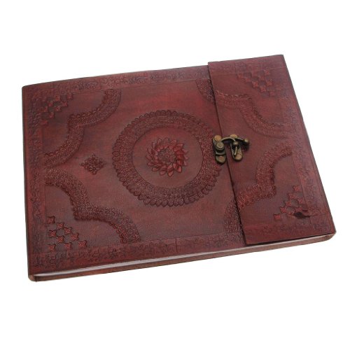 Indra Fotoalbum, Leder, geprägt, mit Spange, Gr. M, 260 x 185 mm