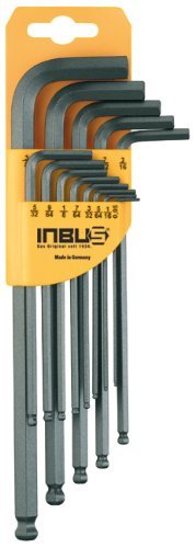 INBUS® 70433 Inbusschlüssel Zoll Set mit Kugelkopf 13tlg 0.05-3/8" | Made in Germany | Innensechskant-Schlüssel | 0.05 | 1/16 | 5/64 | 3/32 | 7/64 | 1/8 | 9/64 | 5/32 | 3/16 | 7/32 | 1/4 | 5/16 | 3/8 | Inch | Imperial | Stahlgrau