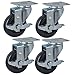 Produktbild casters_4X Lenkrollen Schwarze Möbelrollen Kinderwagenrollen Metallräder Hardware-Zubehör 2.5-Zoll-Gummi-Universalräder Last 70KG