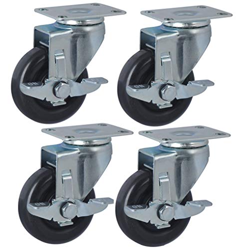 Preisvergleich Produktbild casters_4X Lenkrollen Schwarze Möbelrollen Kinderwagenrollen Metallräder Hardware-Zubehör 2.5-Zoll-Gummi-Universalräder Last 70KG