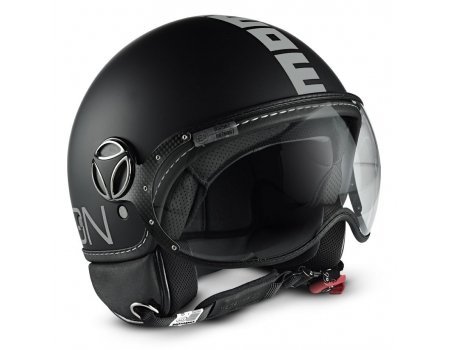 MOMO Design Casco Classic color negro mate/plata, talla L