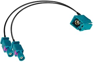 Vecys Fakra Z Femelle vers Double Fakra Z Mâle à Angle Droit 90 Degrés Câble Adaptateur RG174 30CM/11.8IN pour Autoradio Dab Système de Navigation GPS