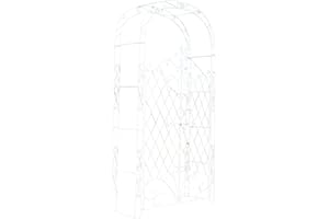 CLP Arche à rosiers en Fer Melissa avec Porte (Hauteur 150 cm) Hauteur Totale 220 cm, Couleur:Blanc
