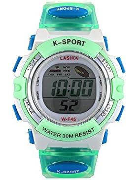 W-F45 Armbanduhr - Lasika Kinder Schwimmen Sport Digital Armbanduhr W-F45 Wasserdicht Einstellbare (gruen)
