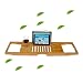 Produktbild sokey Badewannenablage, Badewannenbrett, Badewannenablage Bolz, Aus Bambus Holz, Stabil und Ausziehbar, Badewannenablage Für iPad/Handys/Tablet/Laptop + Buchstütze