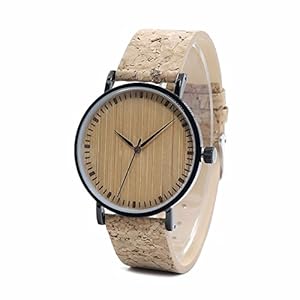 Sinnper Wooden Watch Analog Quartz BOBO Bird Wooden Dial Watches Cork Strap Fashion Wood Watch Ladies Wristwatch for Men and Women