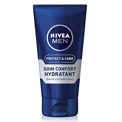 NIVEA MEN Protect & Care Soin Confort Hydratant (1 x 75 ml), Soin visage enrichi en Vitamine B5 et Aloe Vera, Crème Hydratante non grasse pour hommes