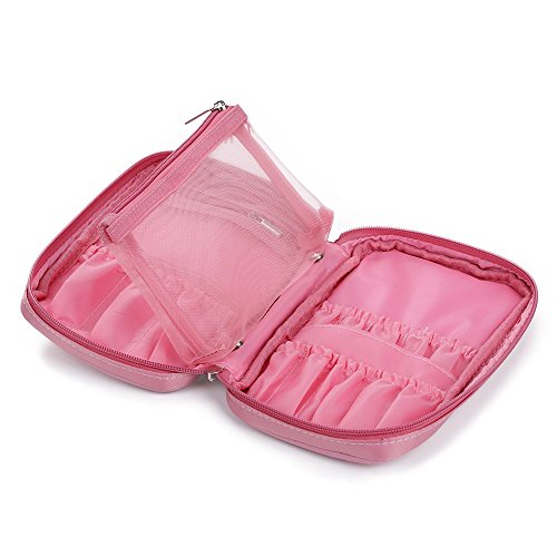 Hotrose Multifunktionale Kosmetiktäschche Reise Kosmetiktasche Make-up Tasche für Pinsel Aufbewahrung(Rosa, Small) - 2