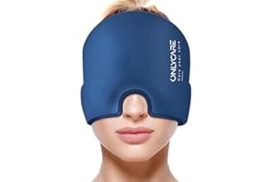 ONLYCARE Migräne Maske, Upgraded Migräne Kühlmaske Schlafmaske Kühlmütze Kühlhaube 360° Gel Surround kühlpads zur Linderung von Migräne, Kopfschmerzen