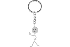 VZUHSW 1 pcs drôle Smiley Figurine de Visage Langue des Signes Porte-clés Doigt Stickman Mignon Tendance Sac clé de Voiture Pendentif Couple Cadeau Porte-clés, A