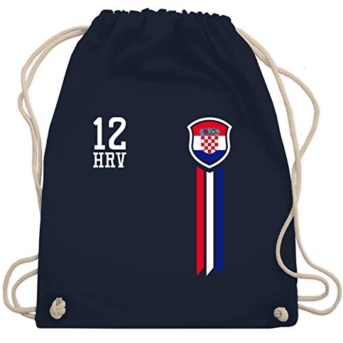 Shirtracer Fußball-Europameisterschaft 2020-12. Mann Kroatien Fan-Shirt – Unisize – Navy Blau – WM110 – Turnbeutel und Stoffbeutel aus Bio-Baumwolle