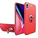 Price comparison product image Newseego Compatible iPhone XR Case,360 Degree Adjustable Ring Stand, Frosting Thin Soft Shockproof Protective and Ring Holder Metal Kickstand Fit Car Mount Cover for Apple iPhone XR -Red+Red