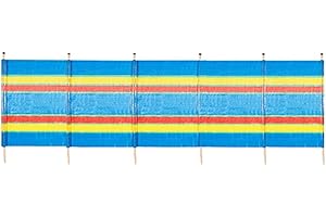 BONAFIDE Multi-Coloured Wind Breaks, 4 5 6 8 10 Wooden Pole Wind Breakers For Beach, Unique Camping Windbreaker, Caravan Windbreakers, Privacy Screen Wind Breakers Camping