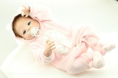 Nicery Reborn Baby Doll Réincarné bébé Poupée Difficile Simulation Silicone Vinyle 22 Pouces 55cm Bouche Qui Semble Vivant Imperméable Garçon Fille Jouet Vif réaliste Âge 3+ Girl Toy Pink Animal