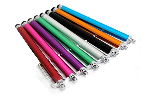 KingCase® 10er Pack universal Stylus Stift Touch Pen Eingabestift Alu edel Look für alle kapazitive Touchscreens wie Smartphone Handy PDA Tablet PC für Samsung Galaxy S3/S4/S5 Galaxy Tab, iPhone 4/5/6, Sony, HTC,LG Smartphones verschiedene Farben