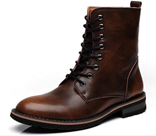 ZCH Men's Martin boots leather lace the tube boots plus cashmere dress shoes motorcycle boots Men's boots , 40 , brown 1