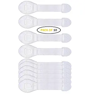 Babily Baby Safety Cabinet Strap Lock to Child Proof Cabinet, Drawer, Toilet and Fridge (Pack of 10)