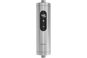 Fudeer 220V 5.5Kw Stainless Steel Instant Electric Water Heater, Mini Tankless Water Heater with Digital Display for Kitchen/Bathroom Sink, Under/Above Counter, Adjustable Temperature 30-45℃(Silver