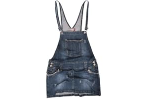 Clove Jeans Women's Dungarees Short Stretch Denim Skirts for Women, Antique Frayed Mini Summer Skirts for Women, Pinafore Dungaree Dress Plus Size 8 to 22