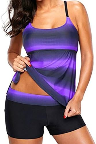 Maistore Womens Swimwear Two Piece Print Tankini Top with Boyshorts
