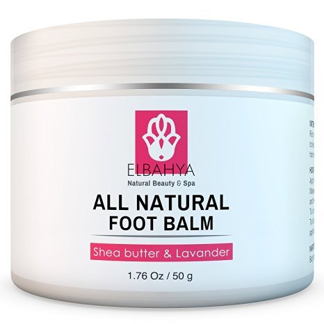 Elbahya Organic Foot Balm with Shea Butter and Lavender Effective Natural Moisturizer for Dry Cracked Feet and Heels. 50g