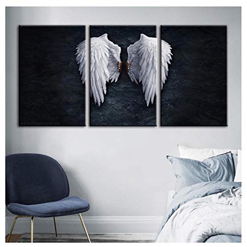 Wwjwf Decoración del Hogar Arte De La Pared Lienzo Alas De Ángel Juego De Pinturas De Impresión En HD Sala De Estar Moderna Imágenes Modulares Poster Artwork 50X70Cmx3 Sin Marco