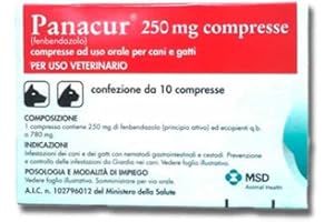 CentroVete Pan-A-Cur- MSD Vermifuge antiparasitaire pour chien et chat 250 mg 10 CPR
