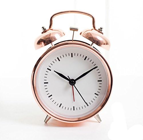 Alarm Clock Retro Nostalgic Desktop Clock, 14 * 10Cm, Metal Rose Gold