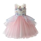 ❤❤ Entzückendes Kleinkind mädchen Einhorn Blumendekor ärmellos Prinzessinkleid, eine beste Wahl für Halloween Kostüm Geburtstag Hochzeits fest abendkleid.