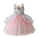 Produktbild OBEEII Mädchen Einhorn Kostüm Cosplay Kleid Party Outfit Kostüm Prinzessin Tutu Rock für Festival Performance Geburtstag Karneval Halloween Fotoshooting für Kinder Jugendliche 12-13 Jahre Rosa