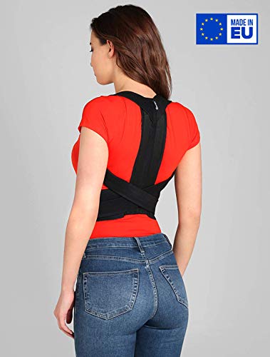 BeFit24® France - Made in EU - Perspective élégante et Correcteur de posture pour femmes et hommes - avec inserts flexibles intelligents pour fixation adaptative - [ Size 4 - Noir ]