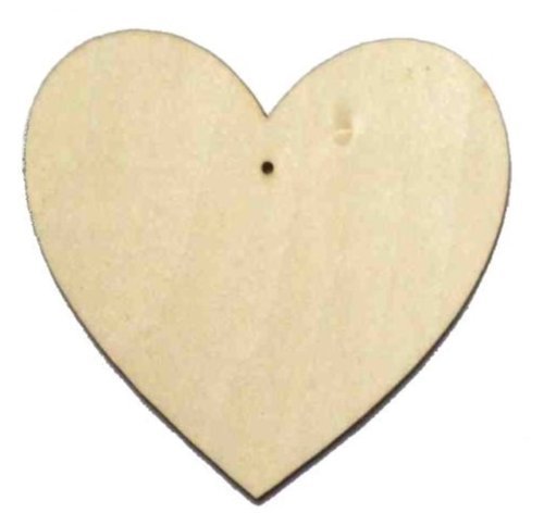 10 x cuore in legno forme, SEMPLICE legno artigianato ETICHETTE CON FORO - tinta unita legno di faggio, 70mm (7cm)
