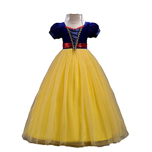 Si Rosa by Hopscotch Girls Poly Cotton Puff Sleeve Gown in Yellow Colour