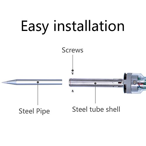 Lötkolben set, AngLink 8-in-1 60W 220V Lötset Einstellbarer Temperatur ( 200°C-450°C ) Handlötkolben Lötkolben kit mit 5 Lötspitzen, Lötkolbenständer, Entlötpumpe, Lötzinn, Antistatikpinzetten und Reinigungsschwamm - 6