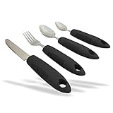 Medipaq Comfort Grips Cutlery - Great for The Elderly, Disabled or Those Suffering with Tremors and Trembling Hands - Disability Eating Aids (Black Extra Grip (1x Set))