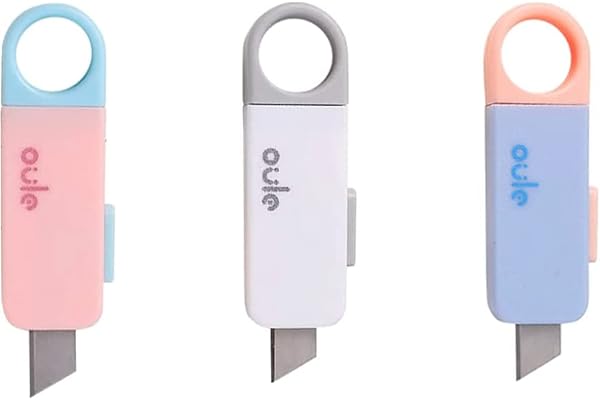 DC DECORIO - 3Pcs Mini Utility Knife Set, Student Paper Cutter, Stainless Steel Box Opener, Multicolor