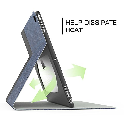 MoKo Hülle für Neu iPad Pro 12.9 2017 – Stoßfest Ledertasche Schutzhülle mit Auto Sleep/Wake up Funktion, Standfunktion und PC Bumper für Apple New iPad Pro 12.9 Zoll 2017 & 2015 Tablet, Blau/Grau - 3