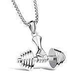 Gewicht: 44g bigshopDE Halskette Edelstahl Sport Hand Hantel Fitness Herren Anhänger 60cm Kette Schmuck, Farbe Silber