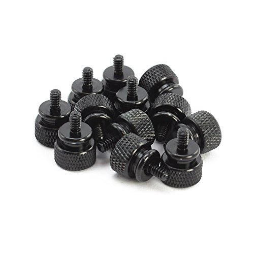COM-FOUR® 12x Rändelschrauben, Eloxierte Gehäuseschrauben, Schwarz (12er/schwarz)