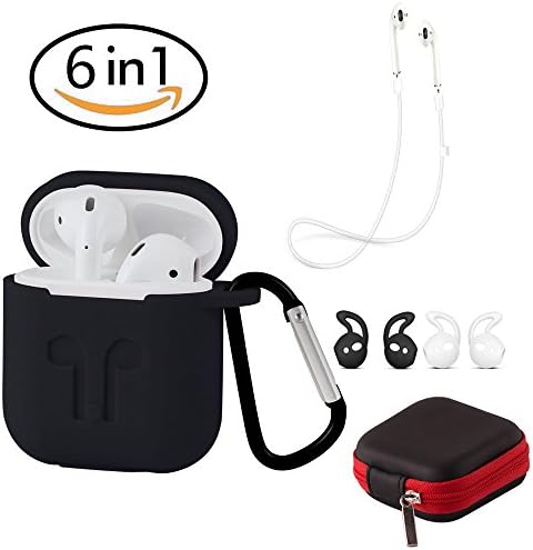 METEQI for AirPods Portable Case (Silicone Case+Hooks+Sport Strap+Headphone Box) Black