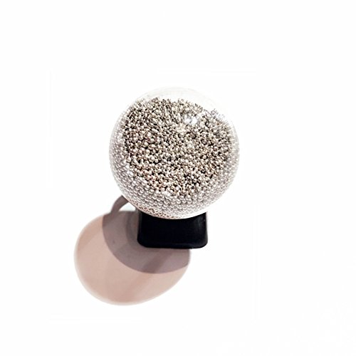 My Sunshine : Bague réglable avec Dôme Verre rempli de Billes argenté avec écrin Cadeau, Fabrication Artisanale Origine Formes au Choix (Rond)